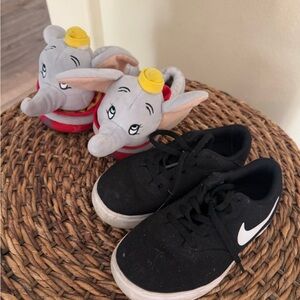 Nike Sneakers and Dumbo Slippers